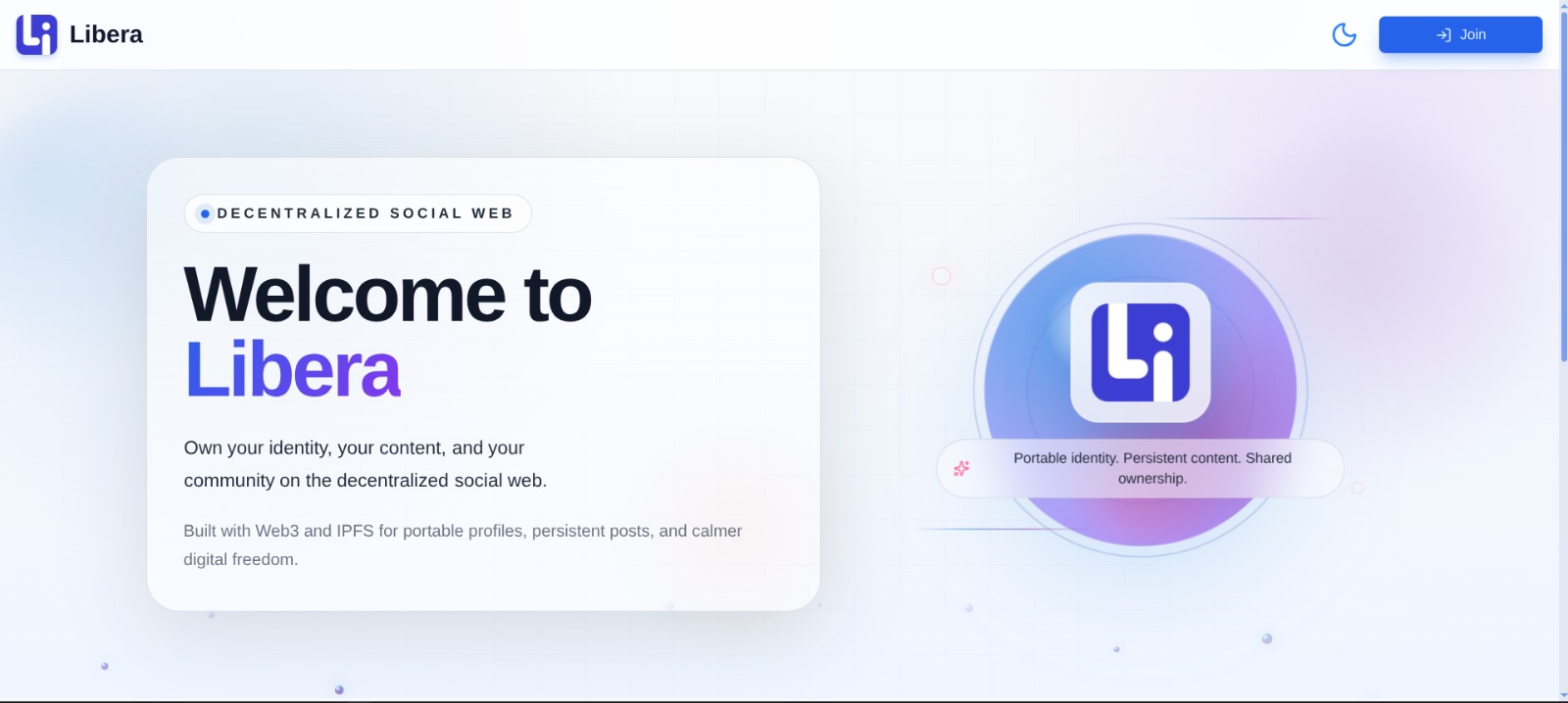 Libera Protocol decentralized application dashboard Libera Protocol decentralized application dashboard
